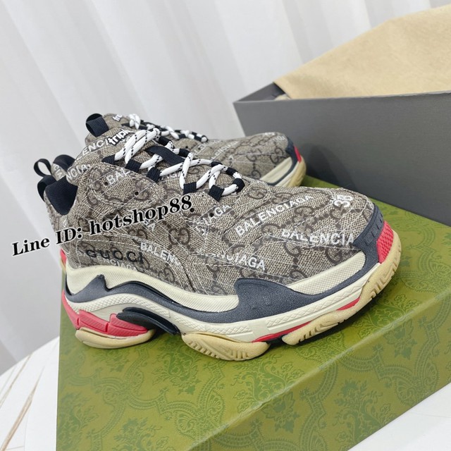 gucci×Balenciaga聯名款運動鞋 古馳經典運動老爹鞋 情侶鞋 dx1176